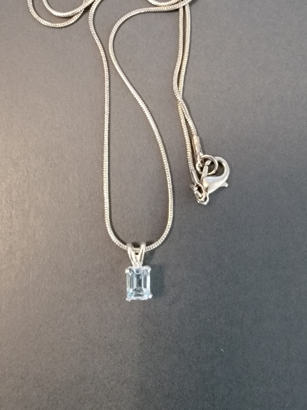 Silver Blue Aquamarine Pendant Necklace